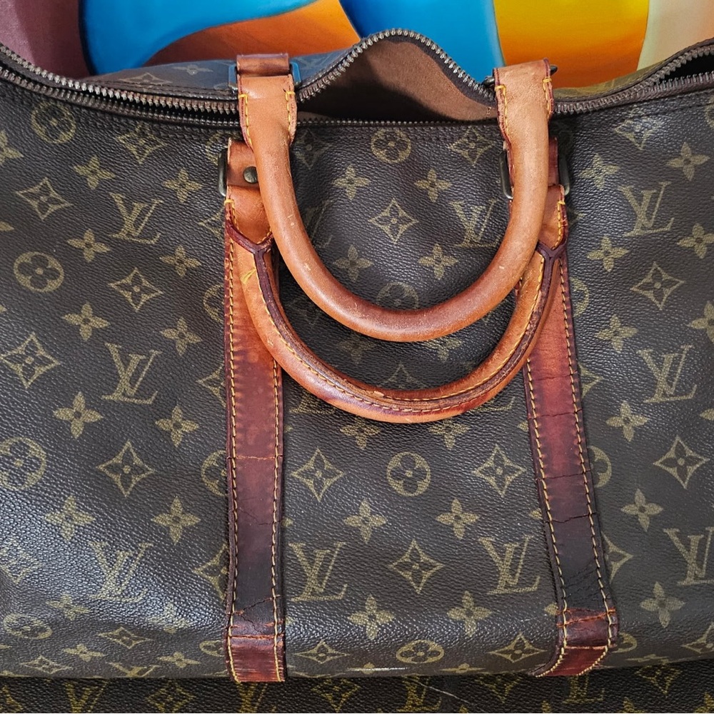 Louis Vuitton Monogram 45 Boston Travel Bag in Brown and Tan
